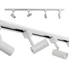 Trilho Eletrificado 1m + 4 Spot Branco Alumínio + Led Mr11 Bf