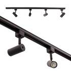 Trilho Eletrificado 1m + 4 Spot Preto Alumínio + Led Mr11 Br.