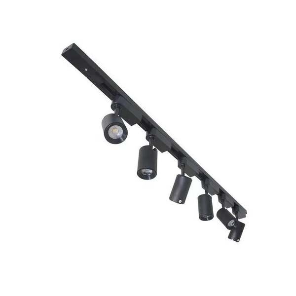 Trilho Eletrificado 1m + 6 Spot Led 7w 3000k Bivolt Preto