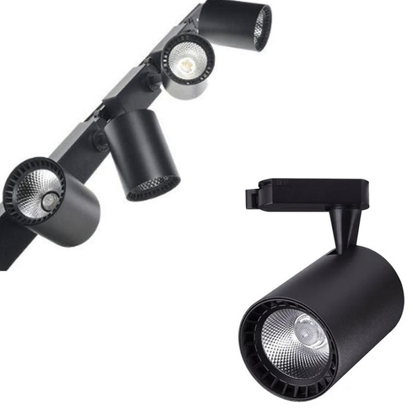 Trilho Eletrificado 3m + 4 Spot Led 20w 3000k Bivolt Preto
