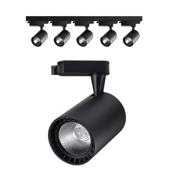 Trilho Eletrificado 3m + 7 Spot Led 20w 3000k Bivolt Preto