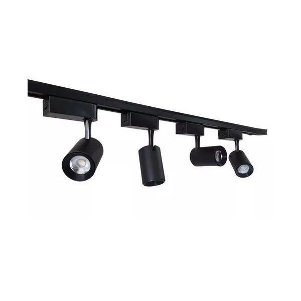 Trilho Eletrificado 60cm + 4 Spot Led 7w 3000k Bivolt Preto
