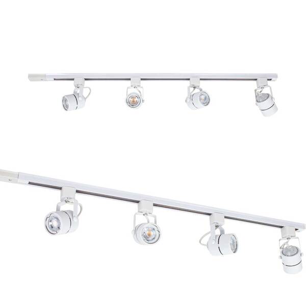 Trilho Eletrificado Branco 1m + 4 Spot + 4 Led Dicroica Mr16