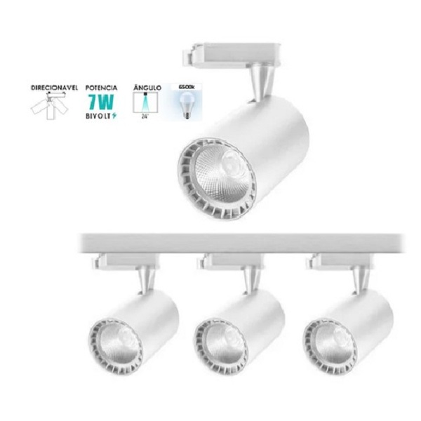 Trilho Eletrificado Com 3 Spot Direcionavel 1 Metro Branco Le