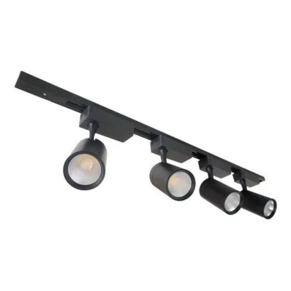 Trilho Eletrificado Preto 1m + 4 Spots 10w 3000k Bivolt