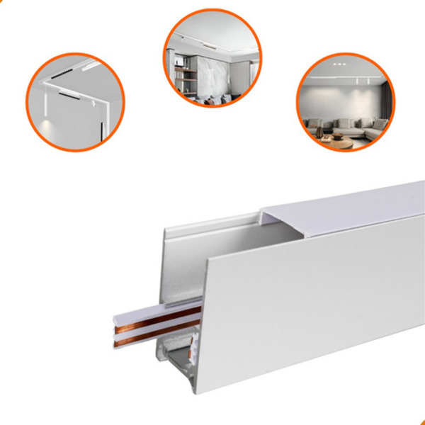 Trilho Magnético Eletrificado Aluminio Branco Sobrepor 1 Metro