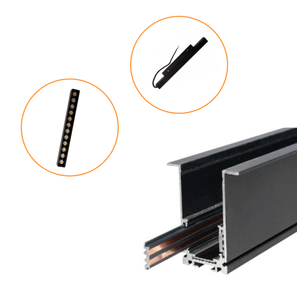 Trilho Magnético Embutir 1 Metro C/ Presilhas + 2 Pontual Fix