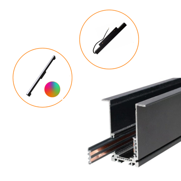 Trilho Magnético Embutir 1 Metro C/ Presilhas + Luminária Dif