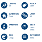 Trincha Para Pintura 3" Cerdas Gris  Série 600 - Castor