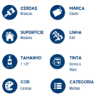 Trincha Para Pintura Cerdas Brancas Série 630 - Castor 1 1/2"