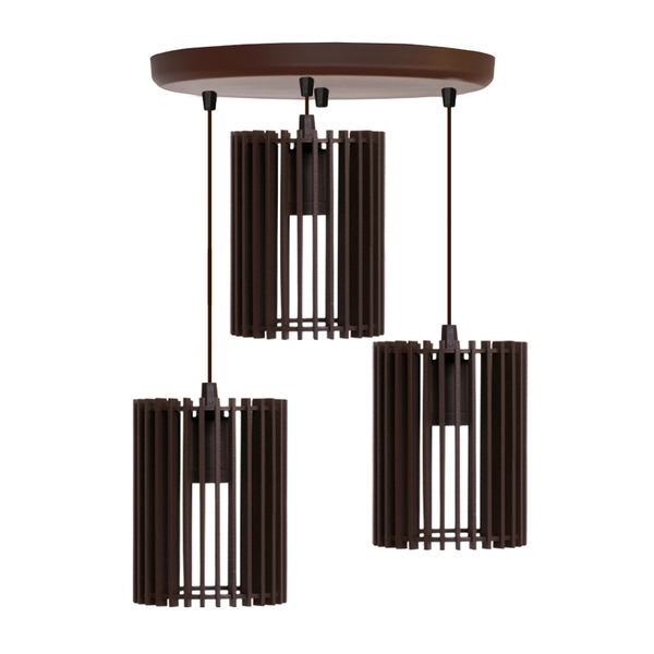 Trio (canopla Unica) - Luminaria Pendente Madeira - Modelo As