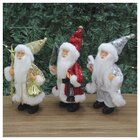 Trio Boneco Natal Papai Noel Com Brilho Em Tecido 22cm