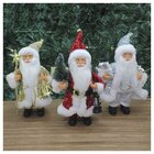 Trio Boneco Natal Papai Noel Com Brilho Em Tecido 22cm