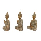 Trio Budas Mudras Atmanjali, Abhaya E Dhynana - Dourado 7cm