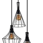 Trio Com 3 Lustres Luminária Pendente Modelo Aramado Preto