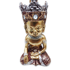 Trio De Buda Tailandês Da Prosperidade Vermelho Gold 12cm