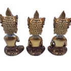 Trio De Buda Tailandês Da Prosperidade Vermelho Gold 12cm