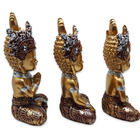 Trio De Buda Tailandês Da Prosperidade Vermelho Gold 12cm
