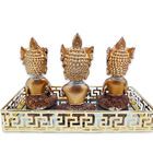 Trio De Buda Tailandês Vermelho Bandeja Espelhada 20x10