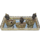 Trio De Buda Tailandês Yoga Buda Cobre Brilhante Com Bandeja