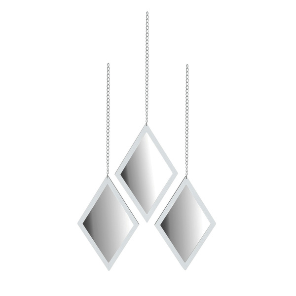 Trio De Espelhos Losangos Com Moldura Branca