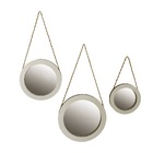 Trio De Espelhos Redondos Moldura Branca Com Sisal