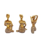 Trio De Ioga Estátua Rezando Meditando Luxo Dourado Brilho