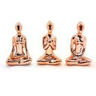 Trio De Ioga Estátua Rezando Meditando Luxo Porcelana Rosé