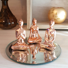 Trio De Ioga Estátua Rezando Meditando Luxo Porcelana Rosé
