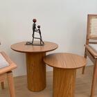 Trio De Mesas Laterais Cilindro Redondo Madeira Freijó 31cm 4