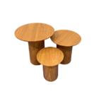 Trio De Mesas Laterais Cilindro Redondo Madeira Freijó 31cm 4