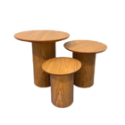 Trio De Mesas Laterais Cilindro Redondo Madeira Freijó 31cm 4