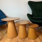 Trio De Mesas Lateral Cone Redonda Freijó - Marrom