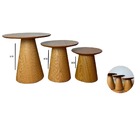 Trio De Mesas Lateral Cone Redonda Freijó - Marrom
