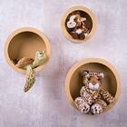 Trio De Nichos Redondos Bege Para Quarto Infantil 23cm - 30cm