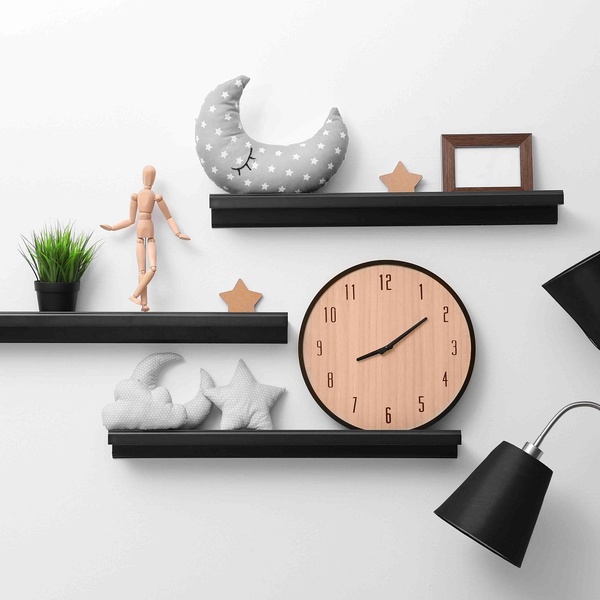 Trio De Prateleiras Porta Quadros Preto 40 X 15cm Leroy Merlin