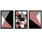 Trio De Quadro Decorativo 43x33x1cm Preto Abstrato Salmon She