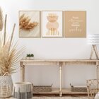 Trio De Quadros Bege Minimalista Frases Trigo