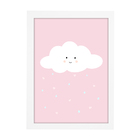 Trio De Quadros Branco Com Vidro Chuva De Amor Rosa