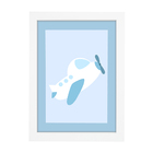 Trio De Quadros Branco Com Vidro Meio De Transportes Azul