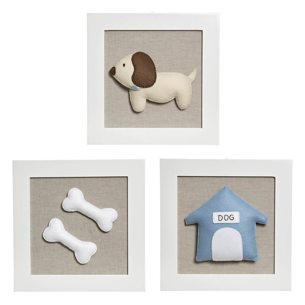 Trio De Quadros Cachorro Quarto Bebê Infantil
