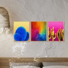 Trio De Quadros Decorativos Abstrato Colorido Pop Art