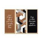 Trio De Quadros Decorativos Abstrato Frases Religioso