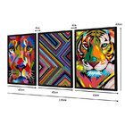 Trio De Quadros Decorativos Animais Geométrico Colorido Sala