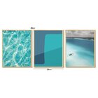 Trio De Quadros Decorativos Azul Abstrato Paisagem Mar