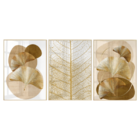 Trio De Quadros Decorativos Com Vidro Astrato Dourado Moderno