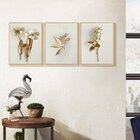 Trio De Quadros Decorativos Flores Brancas Com Moldura Sala