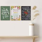 Trio De Quadros Decorativos Frases Cozinha Flores Casa Amor