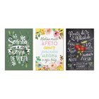Trio De Quadros Decorativos Frases Cozinha Flores Casa Amor