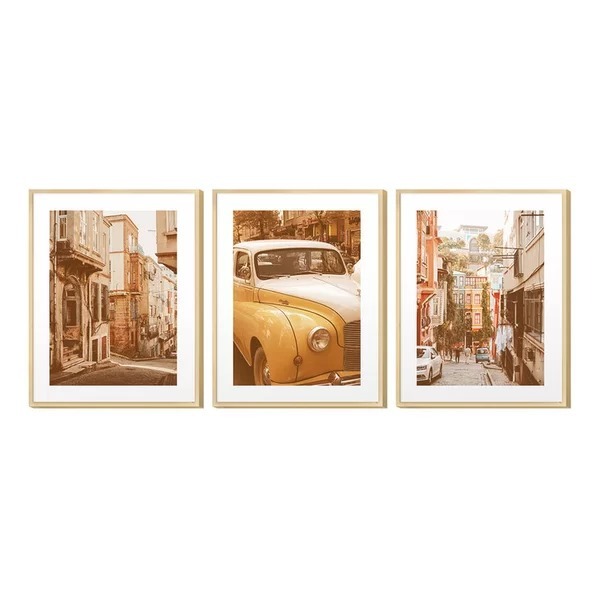 Trio De Quadros Decorativos Paisagens Vintage